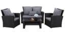 MeXo Gartenlounge-Set 4-tlg. Schwarz Poly Rattan mit Kissen Bild 1