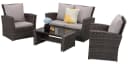 MeXo Gartenlounge-Set 4-tlg. Grau Polyrattan mit Kissen Bild 1