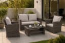 MeXo Gartenlounge-Set 4-tlg. Grau Polyrattan mit Kissen Bild 2