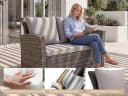 MeXo Gartenlounge-Set 4-tlg. Grau Polyrattan mit Kissen Bild 4