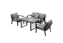 MeXo Gartenlounge-Set 4-tlg. Aluminium Grau mit WPC-Tisch Bild 1