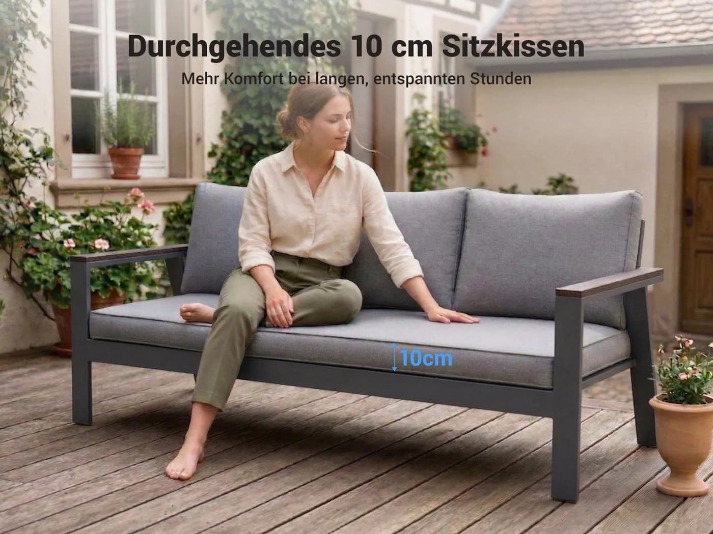MeXo Gartenlounge-Set Aluminium 5-6 Personen, Wetterfestes Gartenmöbel Set - Bild 5