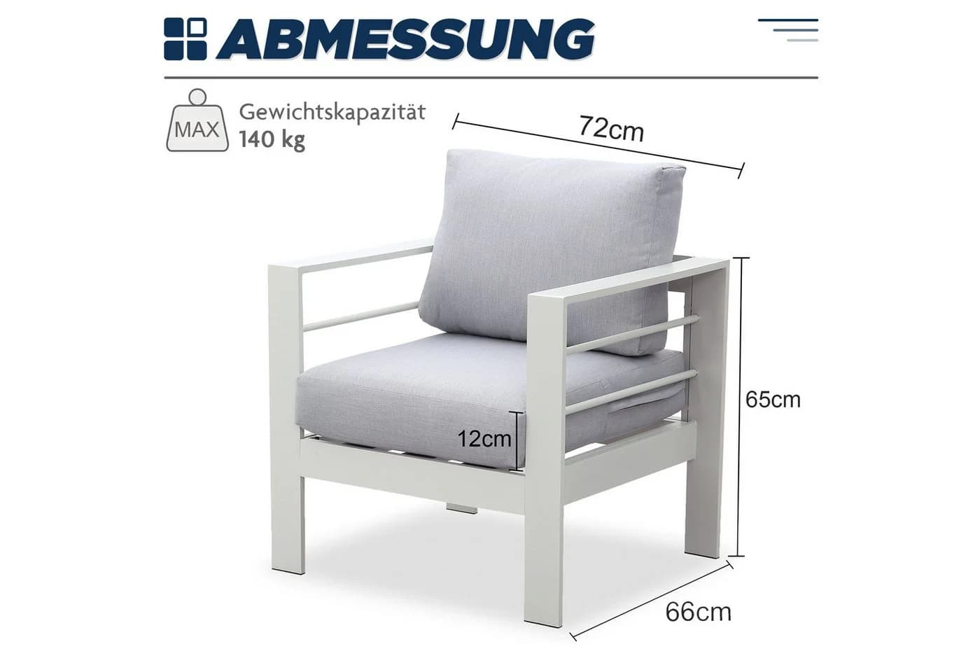 MeXo Gartenlounge-Set XXL Aluminium Outdoor Cremeweiß - Bild 3