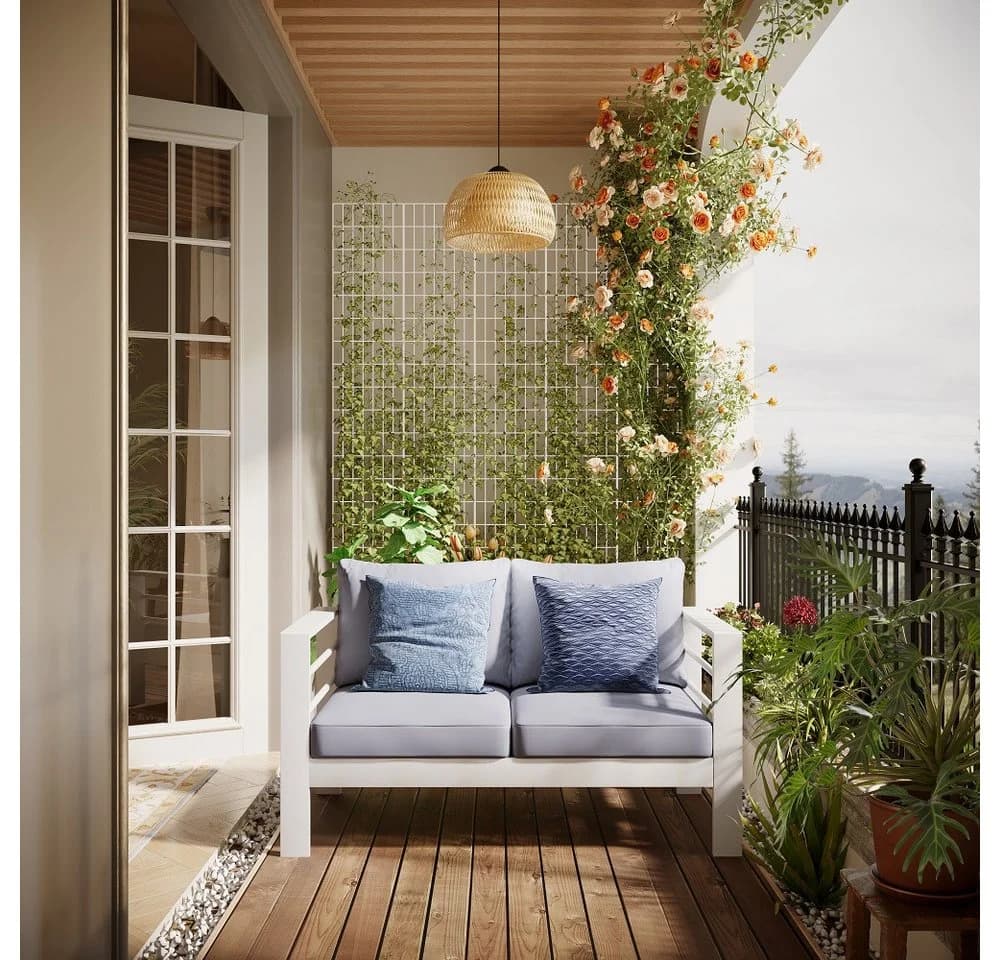 MeXo Gartenlounge-Set XXL 2-Sitzer Aluminium Weiß Grau