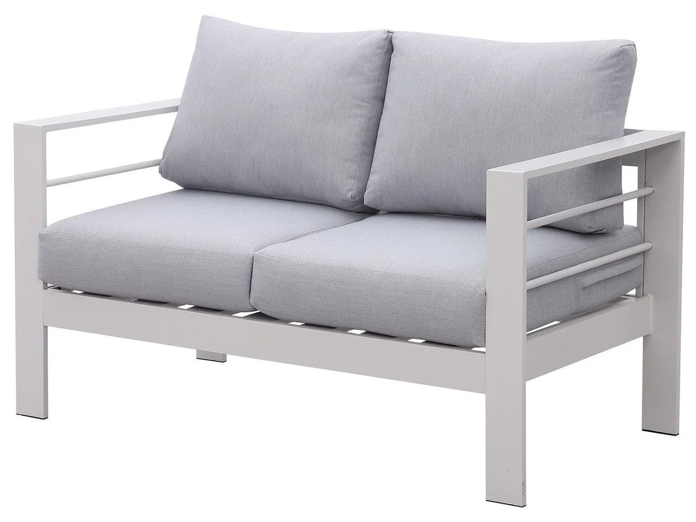 MeXo Gartenlounge-Set XXL 2-Sitzer Aluminium Weiß Grau - Bild 2