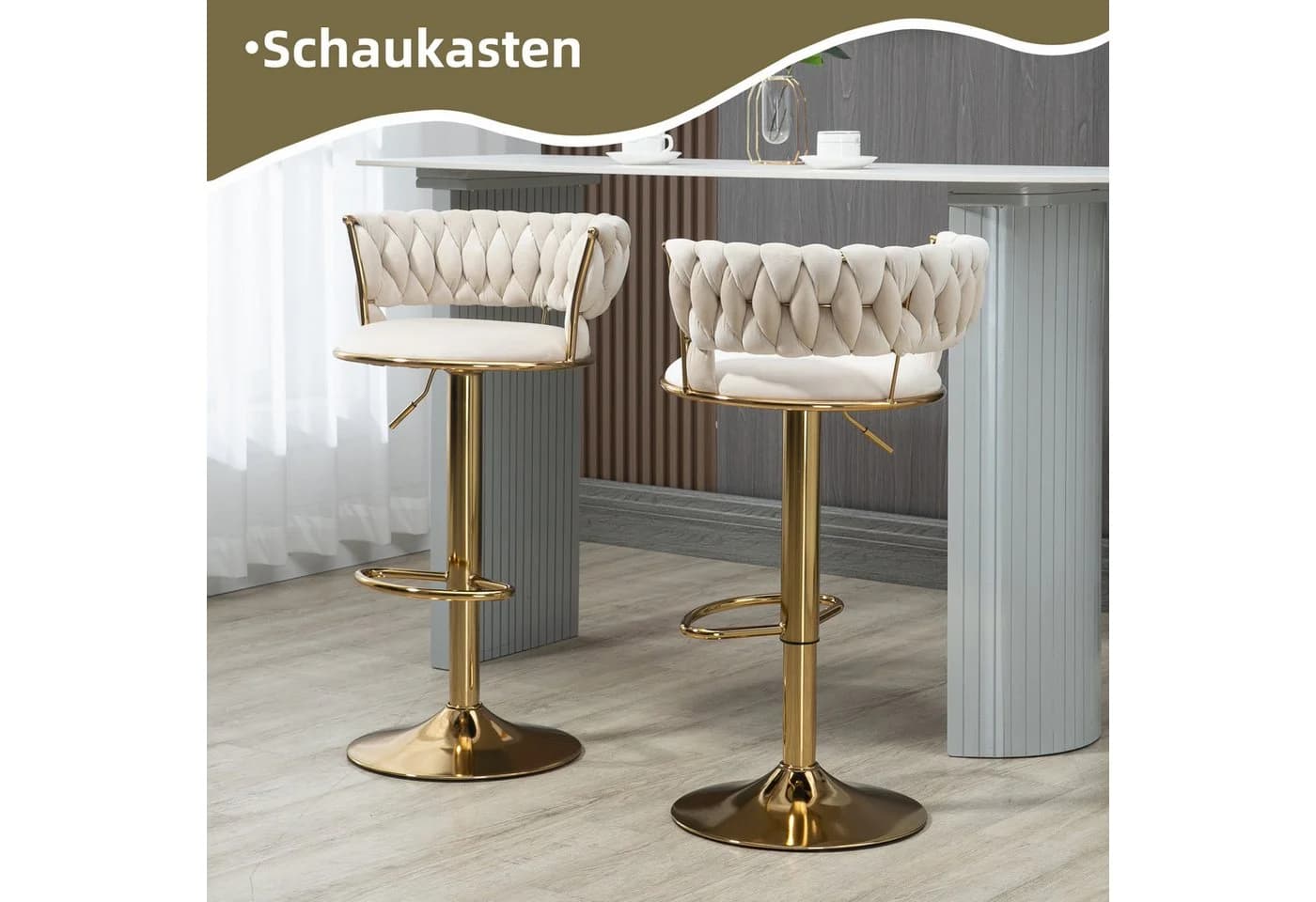 LVHOM Barhocker Set 2-tlg. Silber/Gold Höhenverstellbar 360° Drehbar