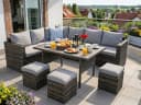 MeXo Gartenlounge-Set 7-tlg. Grau Polyrattan mit Kissen Bild 2