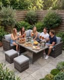 MeXo Gartenlounge-Set 7-tlg. Grau Polyrattan mit Kissen Bild 4
