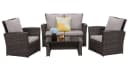 MeXo Gartenlounge-Set 4-tlg. Grau Polyrattan mit Kissen Bild 1