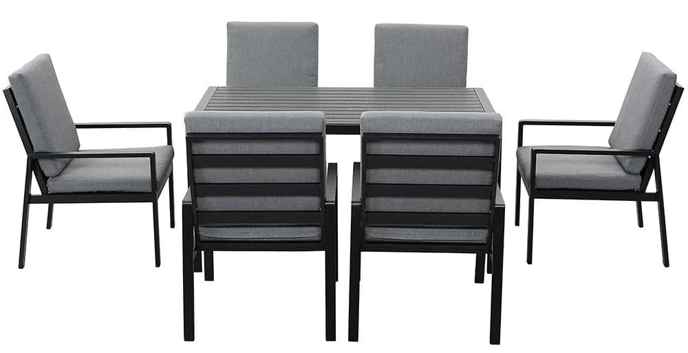 MeXo Gartenlounge-Set 7-tlg. Aluminium Schwarz Polywood