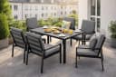 MeXo Gartenlounge-Set 7-tlg. Aluminium Schwarz Polywood Bild 2