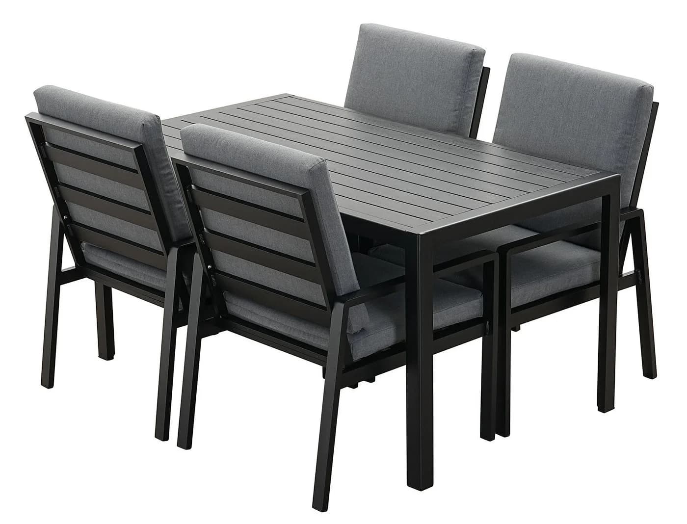 MeXo Gartenlounge-Set 5-tlg. Aluminium Schwarz mit Kissen