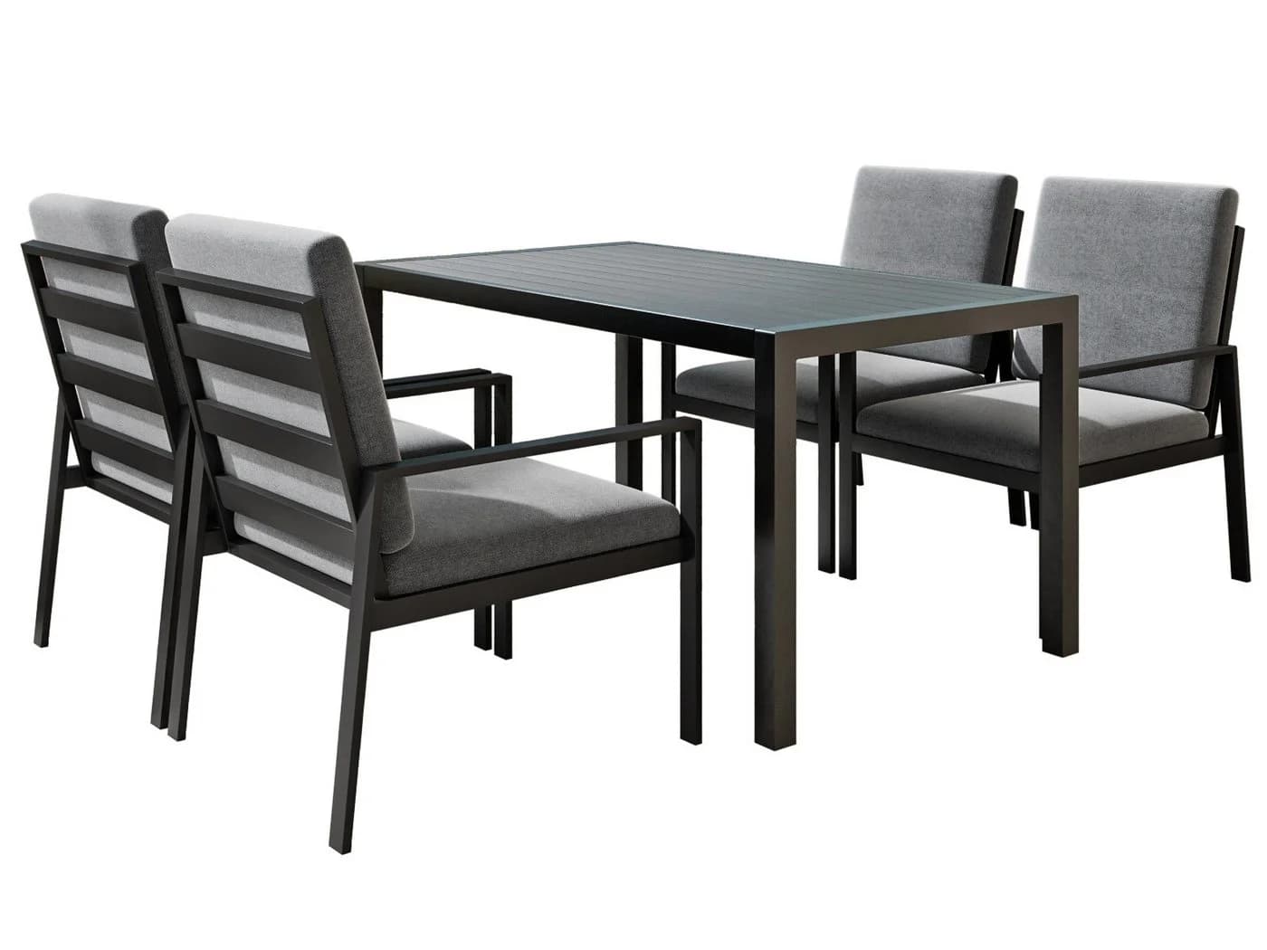 MeXo Gartenlounge-Set 5-tlg. Aluminium Schwarz mit Kissen