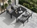 MeXo Gartenlounge-Set 5-tlg. Aluminium Schwarz mit Kissen Bild 3