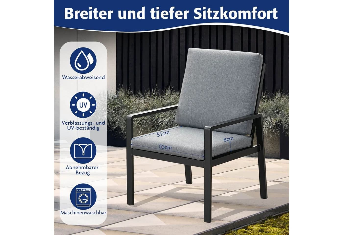 MeXo Gartenlounge-Set 6-tlg. Schwarz Aluminium mit Kissen
