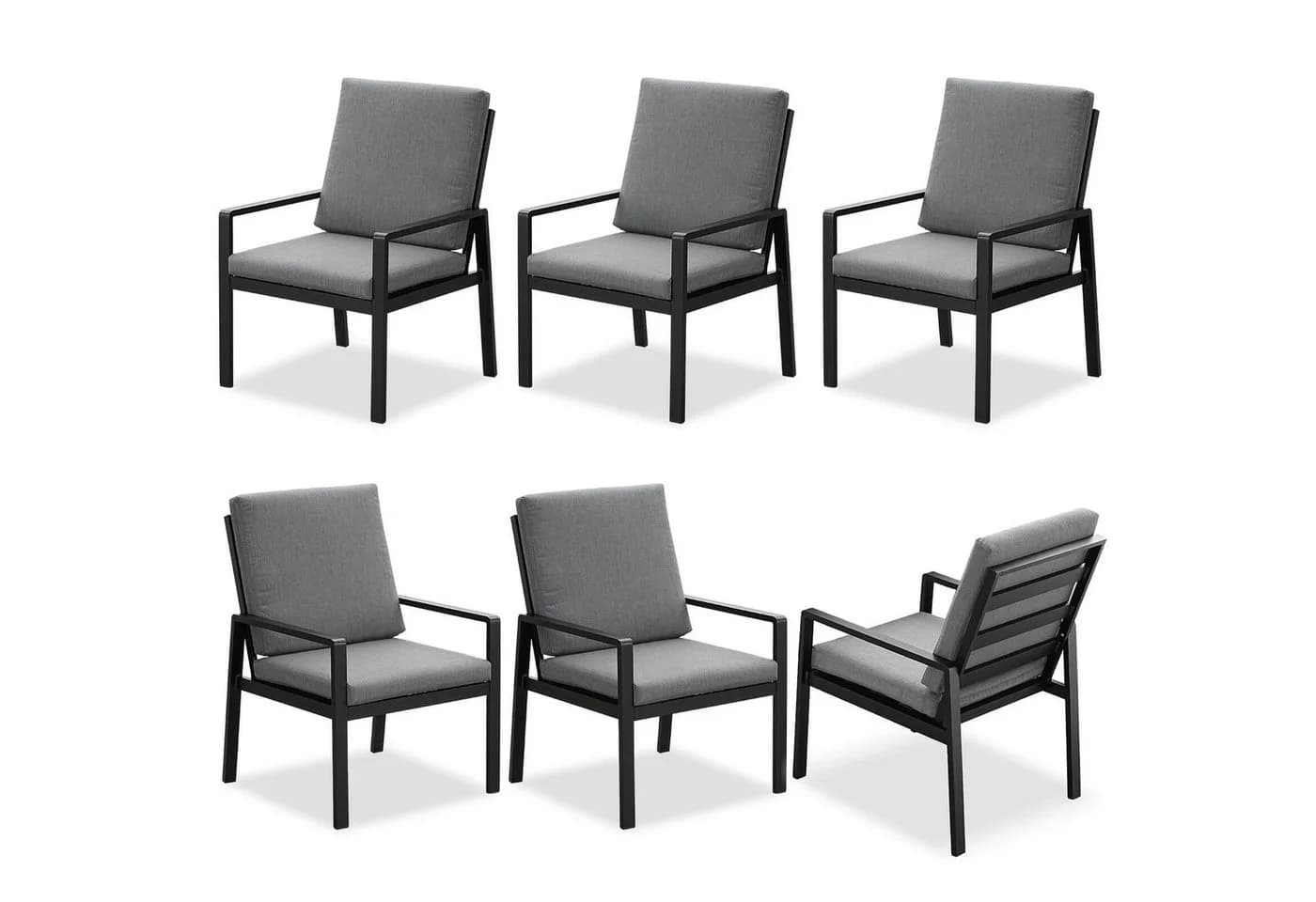 MeXo Gartenlounge-Set 6-tlg. Schwarz Aluminium mit Kissen - Bild 2
