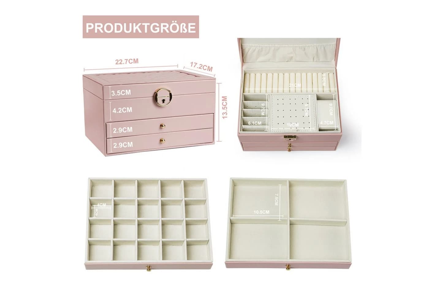 AdelDream Schmuckkasten dreistöckige Schmuckbox - Bild 3