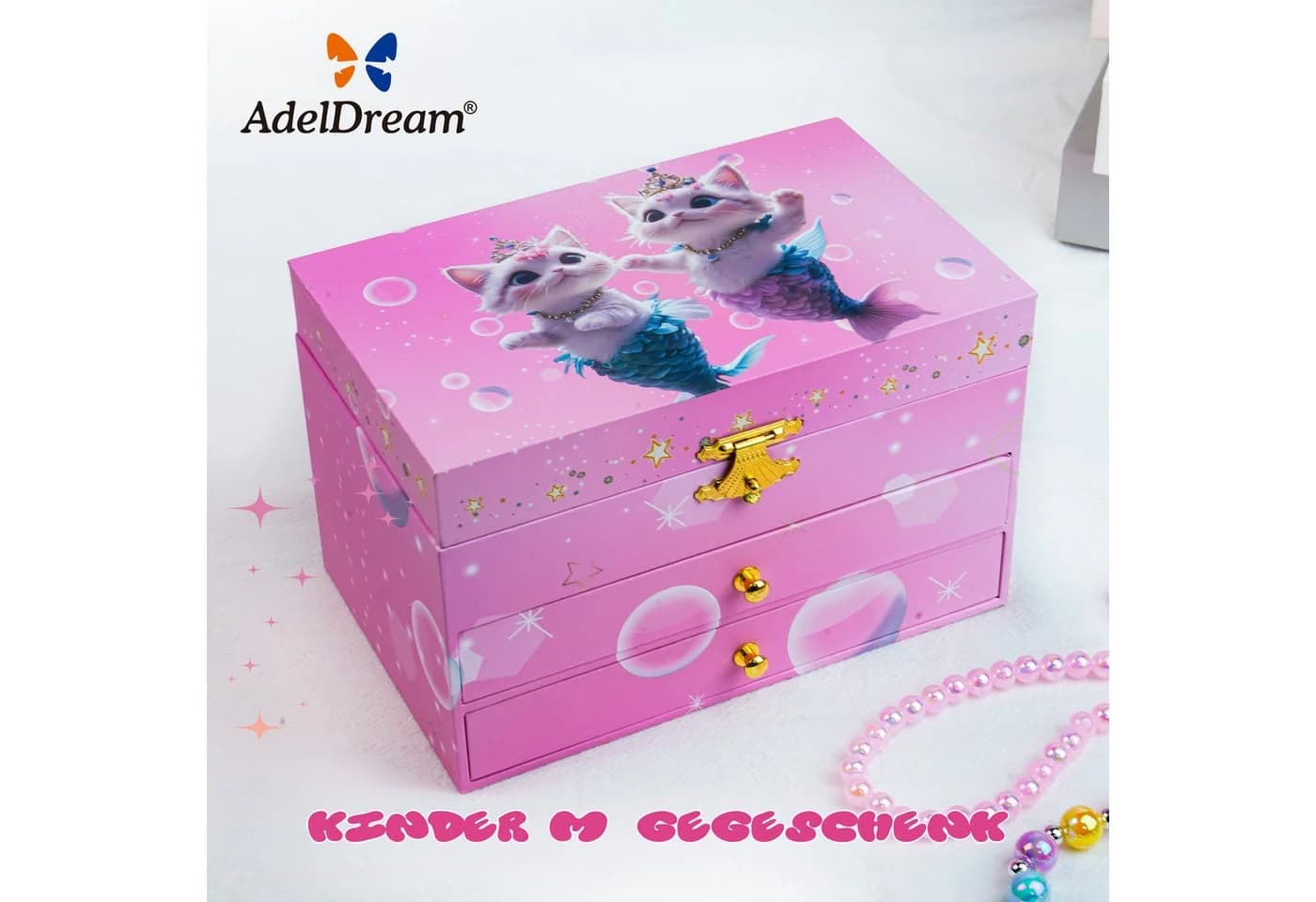 AdelDream Schmuckkasten Musik-Aufbewahrungsbox Rosa - Bild 3