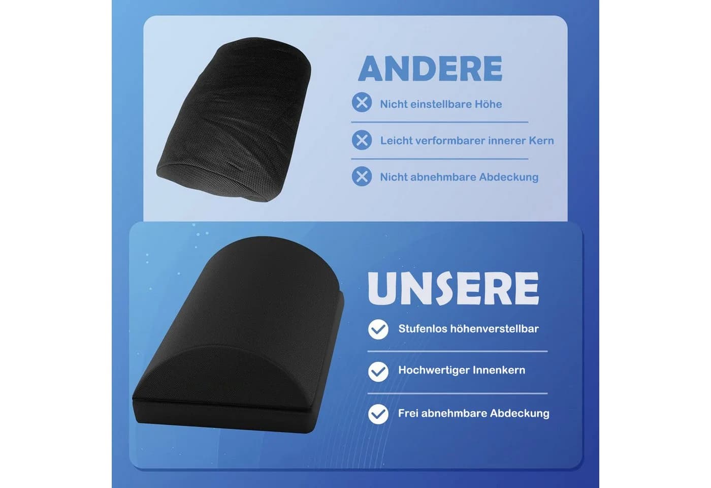Happy Home Verstellbare Fußstütze mit waschbarem Bezug Schwarz - Bild 5