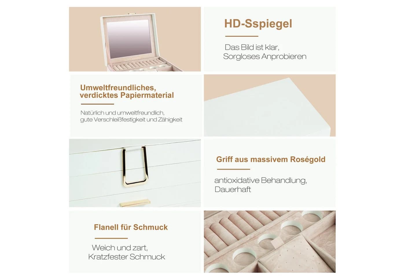 AdelDream Schmuckkassette mit 4 Ebenen und Spiegel - Bild 5
