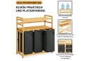 AdelDream Wäschekorb 150L Grau 3 Fächer Bambus Modern Bild 4