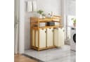AdelDream Wäschekorb 150L 3 Fächer 2 Regale Beige Bambus Bild 1