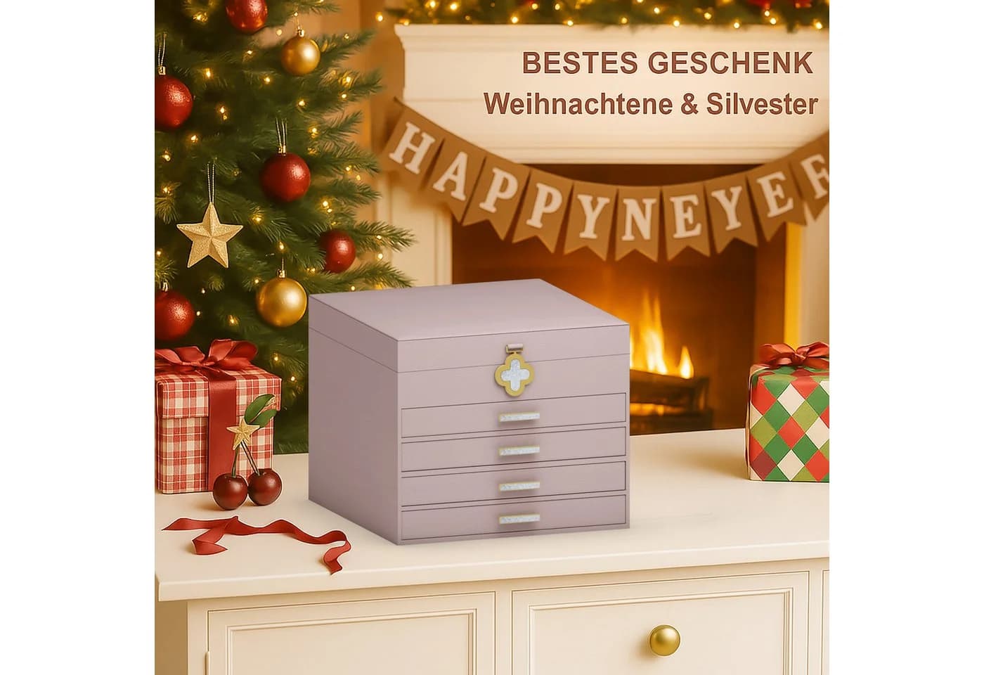 AdelDream Schmuckkasten Rosa 5-stöckig mit Spiegel - Bild 5