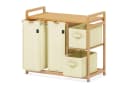 AdelDream Wäschekorb 140L Bambus mit 5 Fächern und Ablage Beige Bild 2