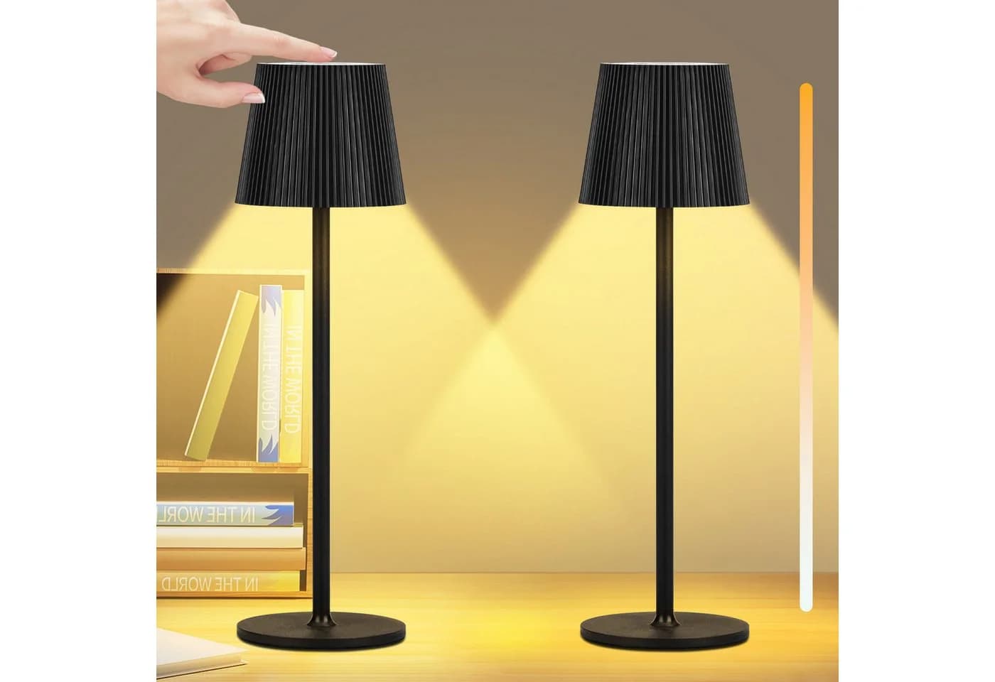Kityhome Nachttischlampe 2Set LED-Tischlampen Dreifarbiges Dimmbares Licht 6000 mAh - Bild 2