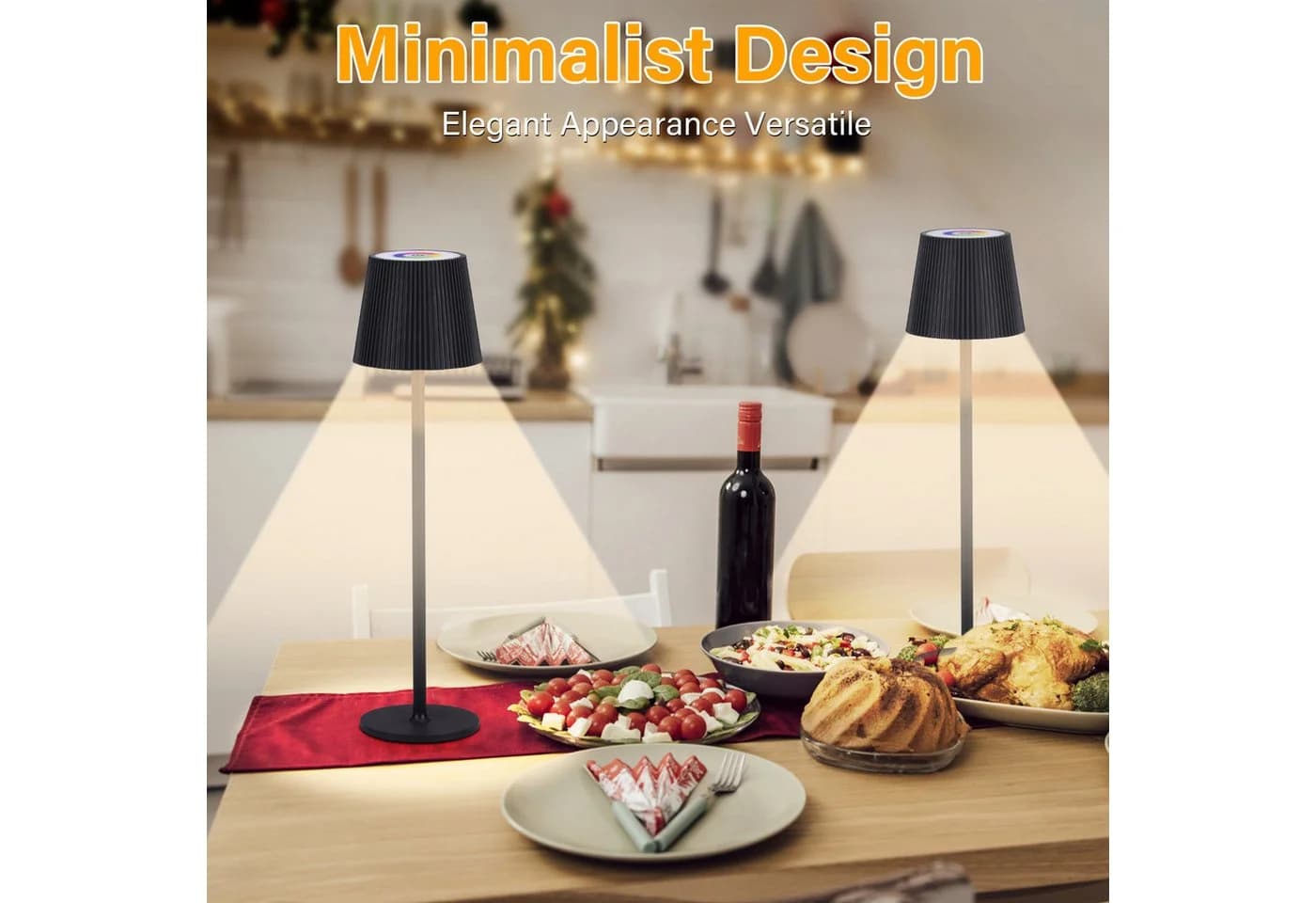 Kityhome Nachttischlampe 2Set LED-Tischlampen Dreifarbiges Dimmbares Licht 6000 mAh - Bild 4