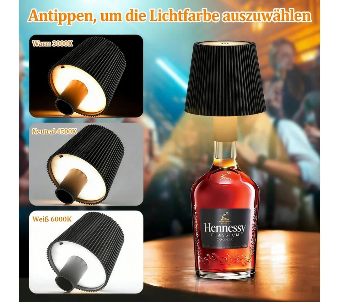 Kityhome Bettleuchte Weinflaschen-Leuchte Dimmbar USB-Aufladbar - Bild 4