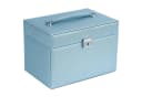 AdelDream Schmuckkasten mit Spiegel, Griff, abschließbar, 4 Ebenen, Blau/Beige Bild 1