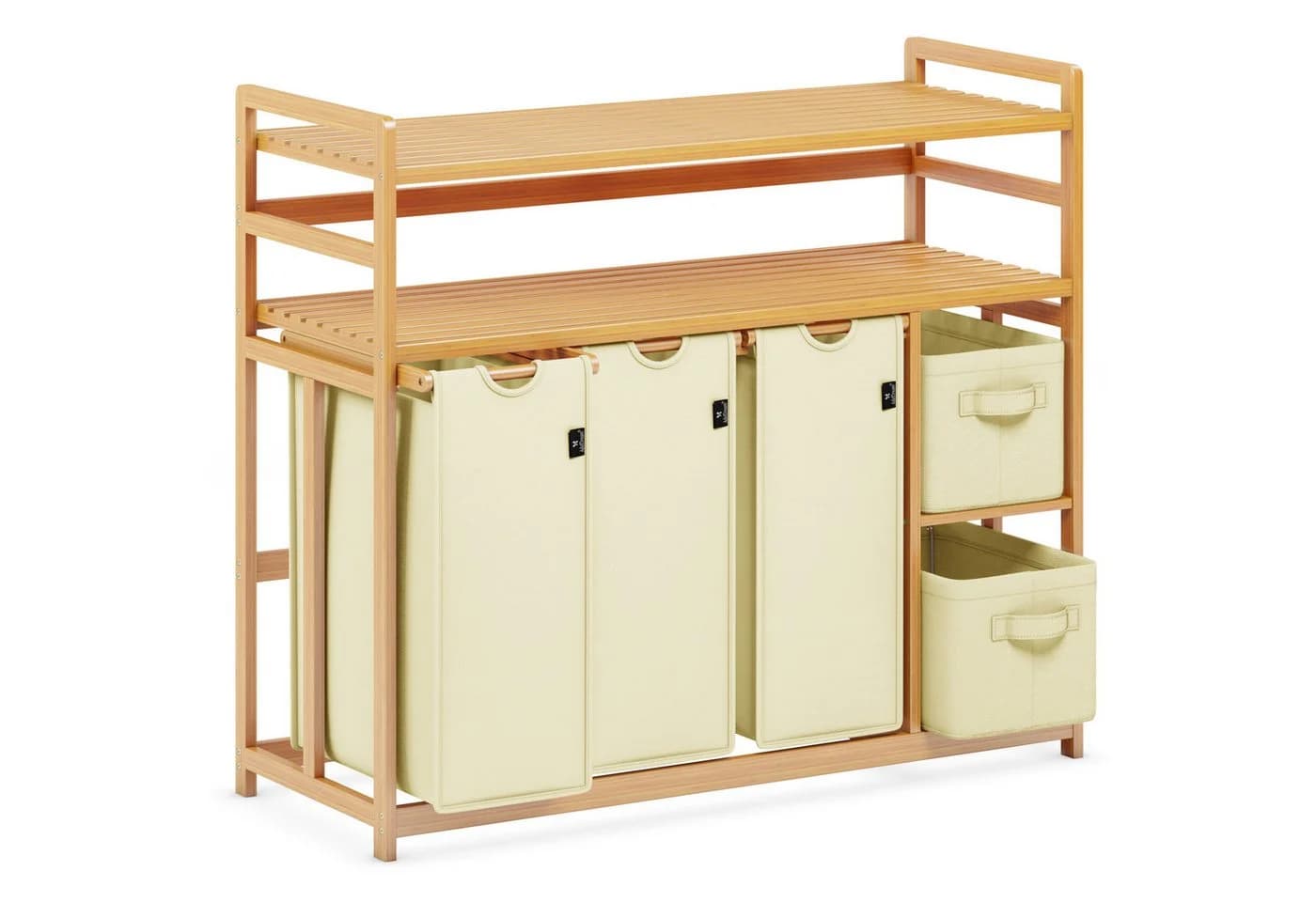 AdelDream Wäschekorb 5 Fächer Beige Bambus - Bild 2