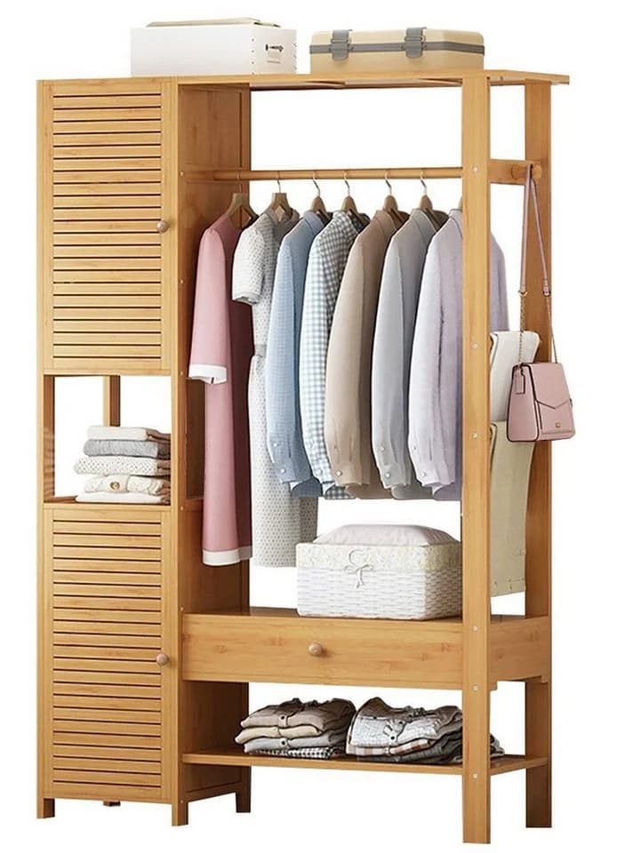 WAOHO Kleiderständer Bambus mit Schrank und Schublade - Bild 2