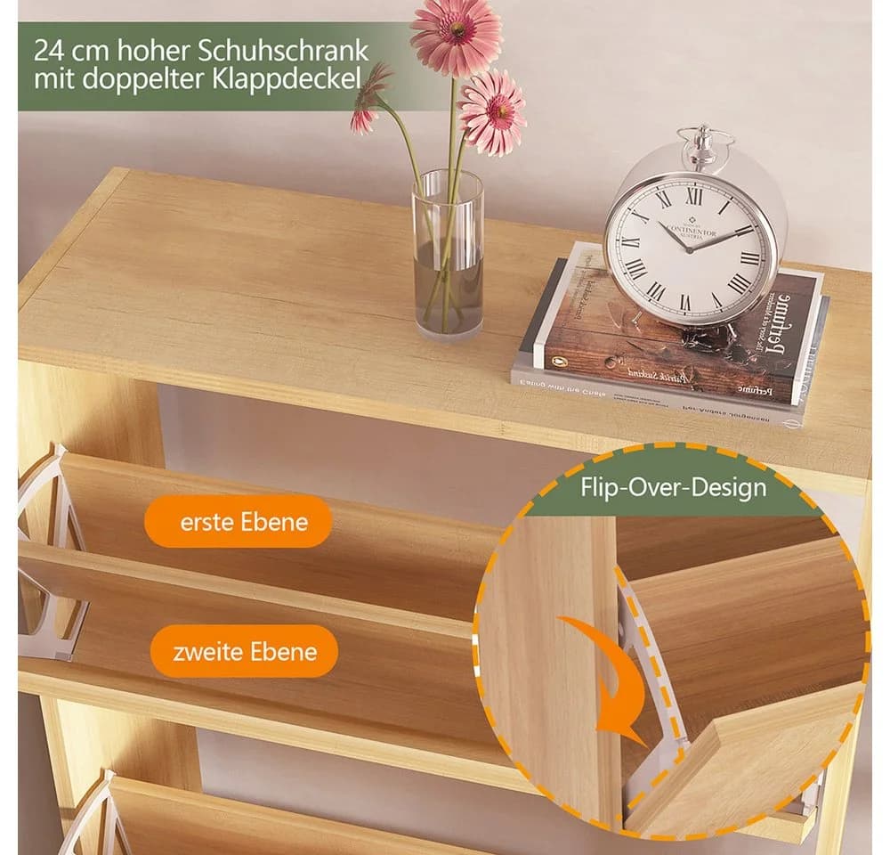 WAOHO Schuhschrank 4-türig mit Klappregalen - Bild 5