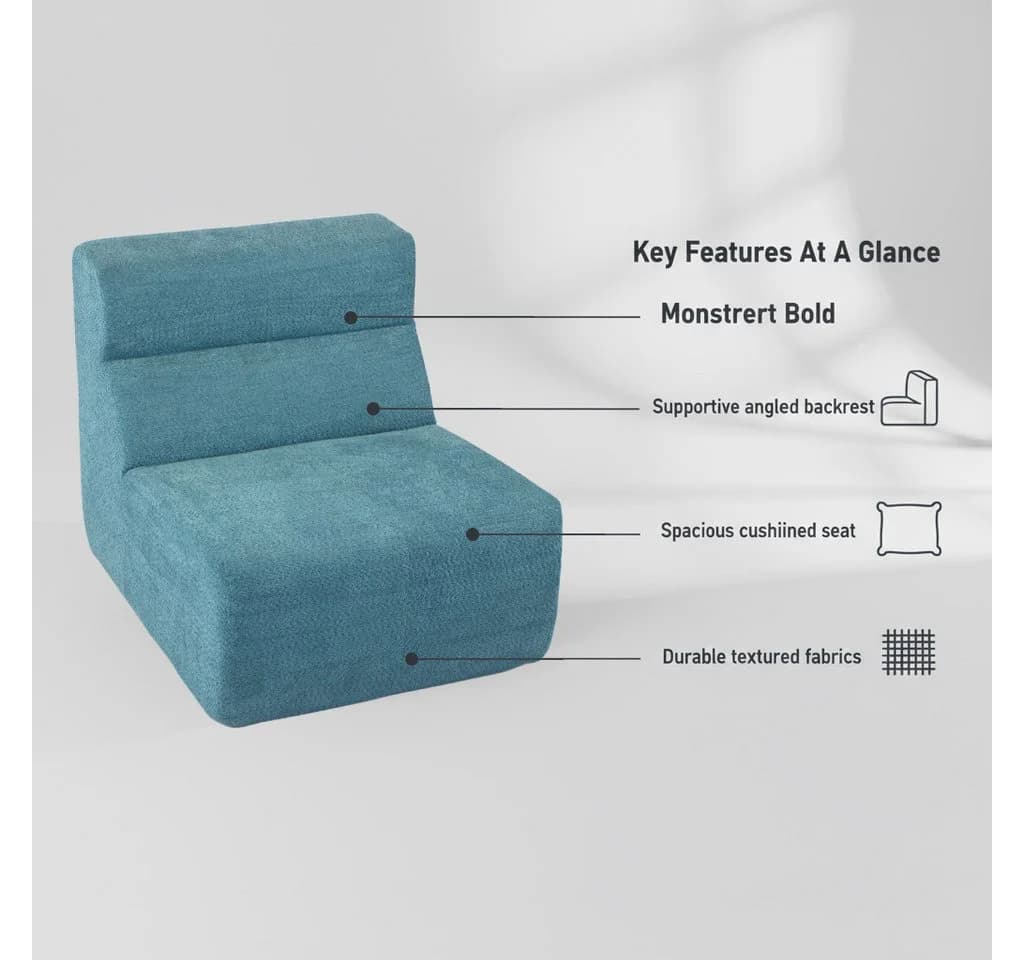HappyHome Bodenstuhl Relaxsessel Blau/Grau mit 35D Schaumstoff