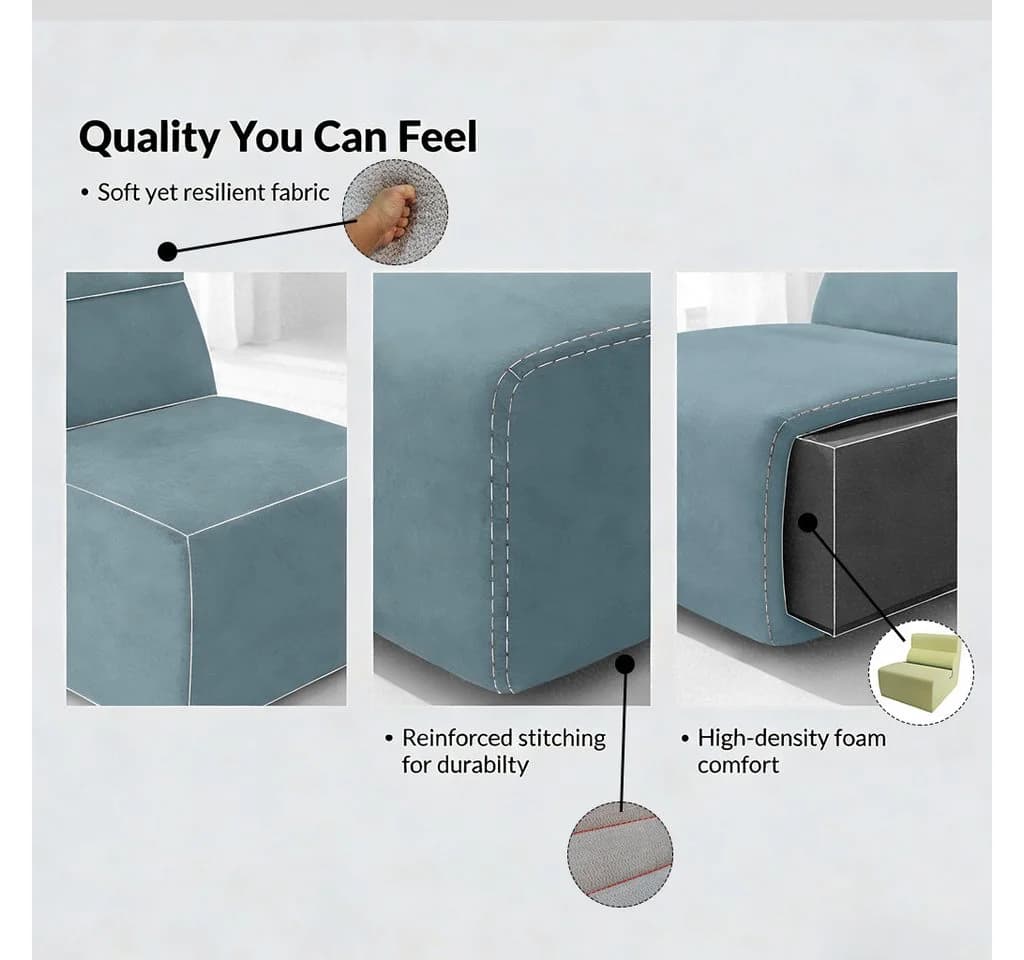 HappyHome Bodenstuhl Relaxsessel Blau/Grau mit 35D Schaumstoff - Bild 5