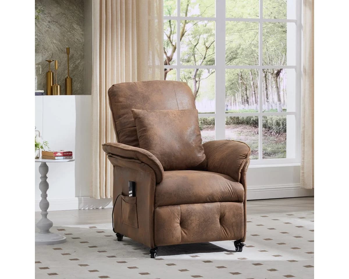 Happy Home Elektrischer Relaxsessel 2 Motoren Braun Cord