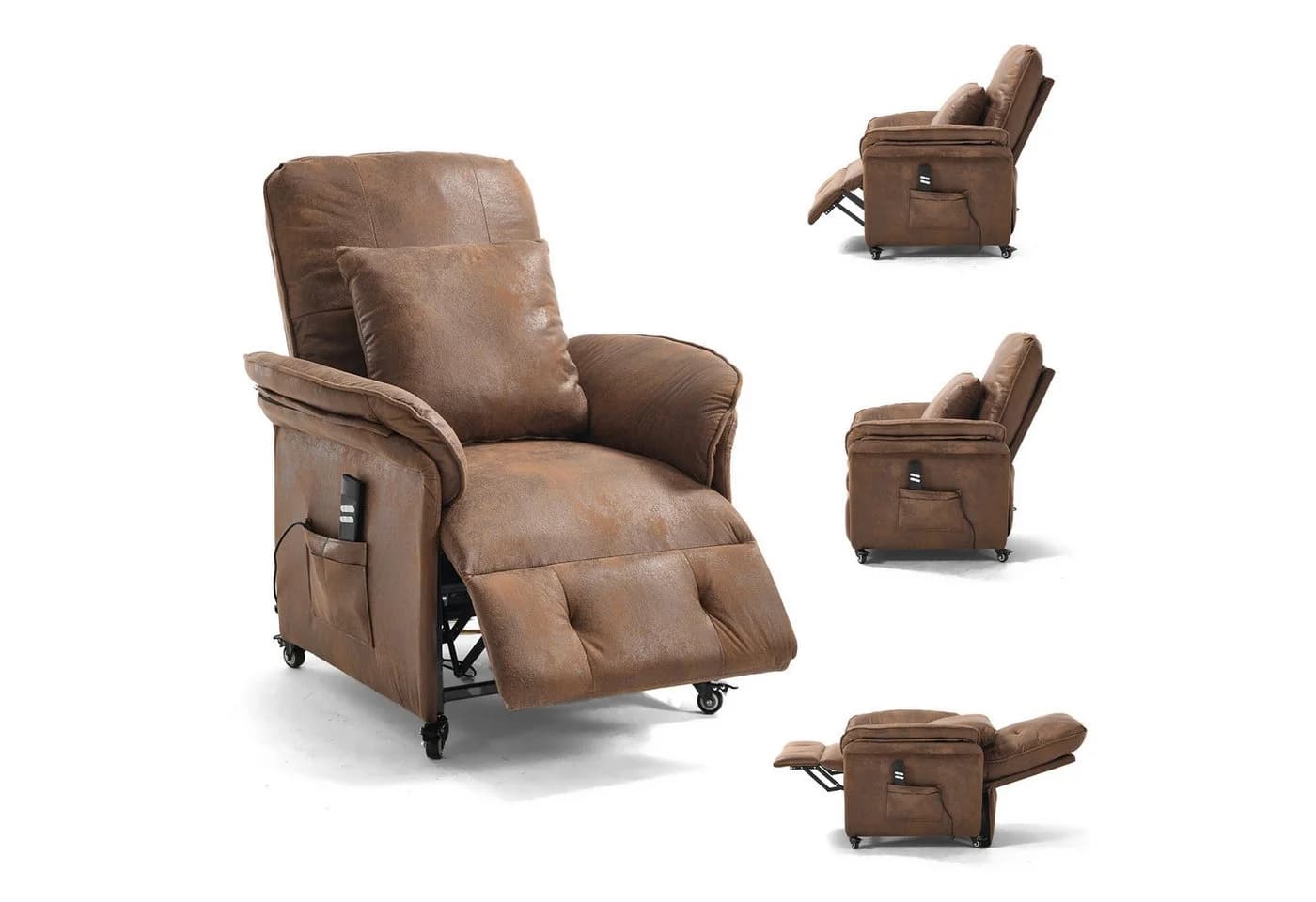 Happy Home Elektrischer Relaxsessel 2 Motoren Braun Cord - Bild 2