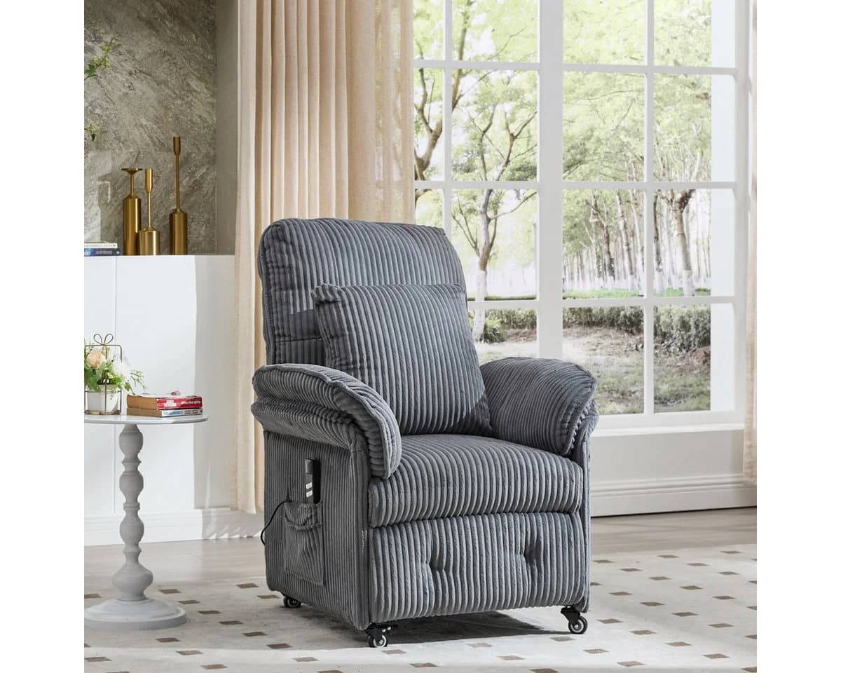 Happy Home Elektrischer Relaxsessel mit Liegefunktion Grau Cord