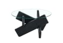 gopop Couchtisch rund aus MDF & Glas, Ø 79 cm, Schwarz/Grau Bild 2