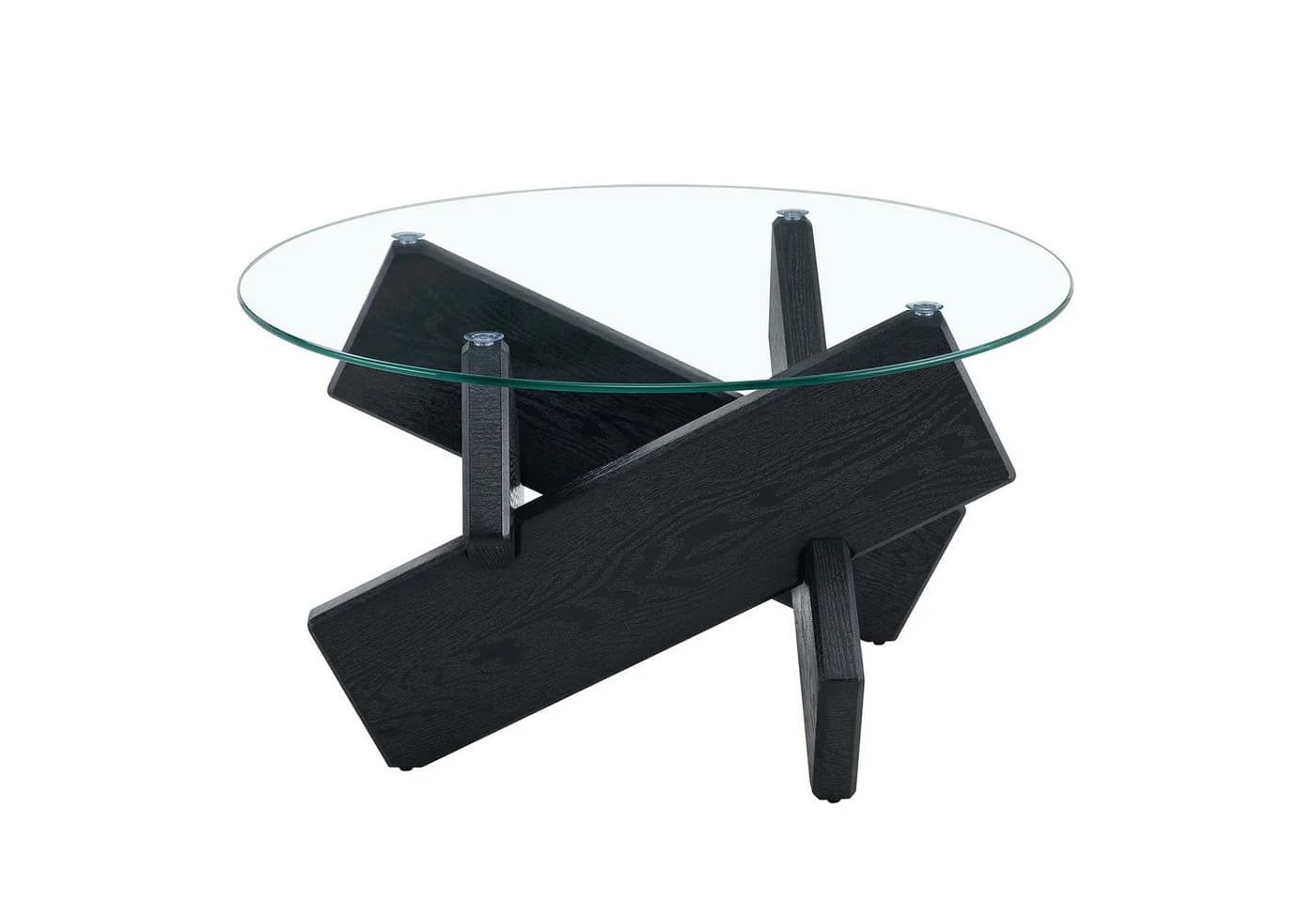 gopop Couchtisch rund aus MDF & Glas, Ø 79 cm, Schwarz/Grau - Bild 2