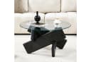 gopop Couchtisch rund aus MDF & Glas, Ø 79 cm, Schwarz/Grau Bild 3