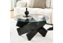 gopop Couchtisch rund aus MDF & Glas, Ø 79 cm, Schwarz/Grau Bild 4