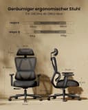 ProtoArc EC100 Bürostuhl Schwarz Ergonomisch Mesh mit Federkissen Bild 1