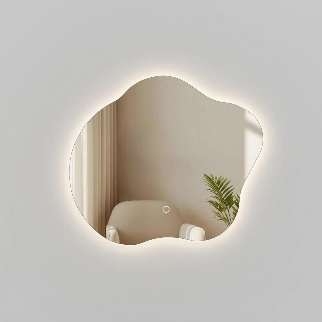 Emke LED Badspiegel asymmetrisch mit Anti-Beschlag und 3 Lichtfarben