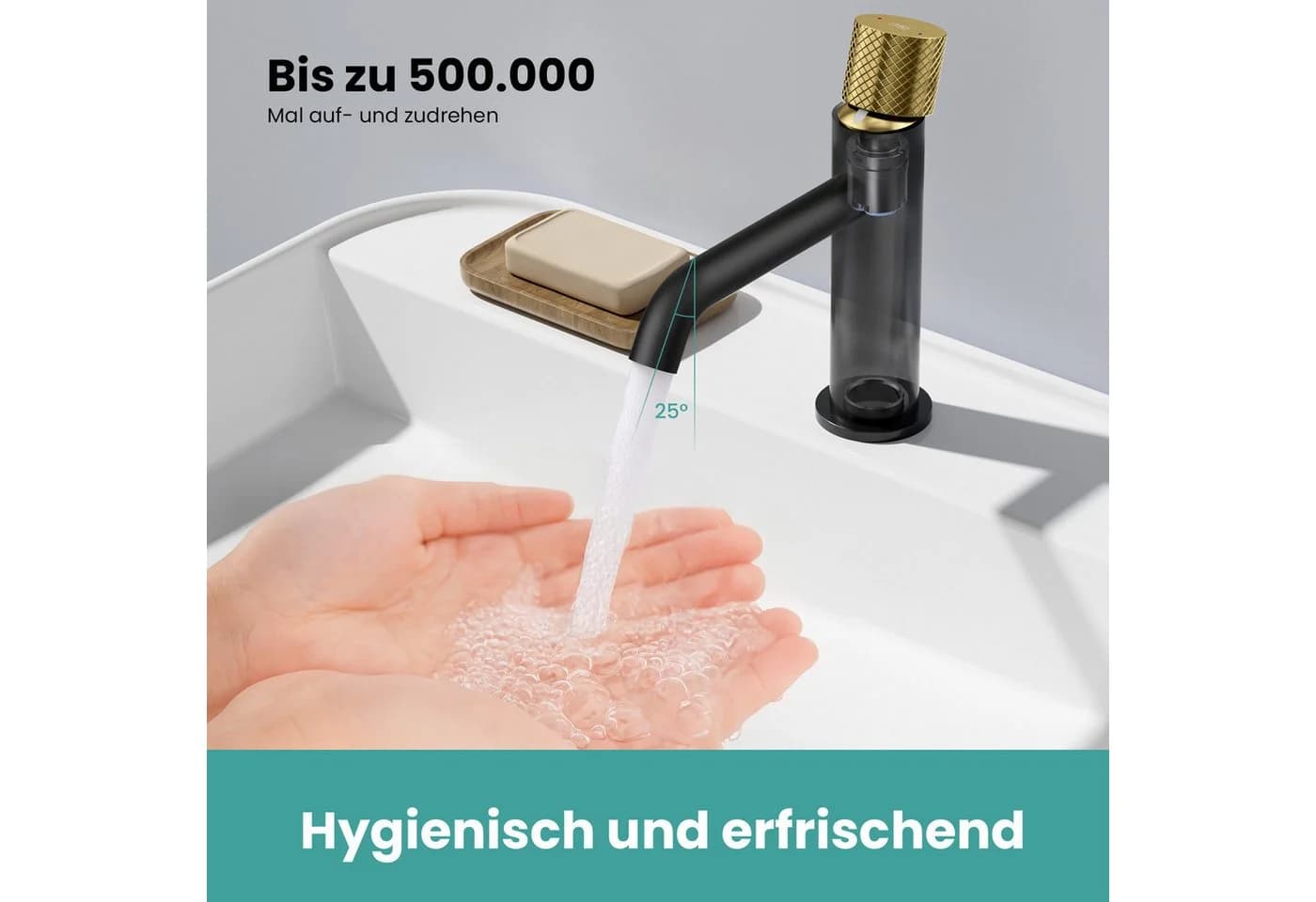 EMKE Waschtischarmatur Einhebelmischer Messing für Bad & Küche - Bild 3
