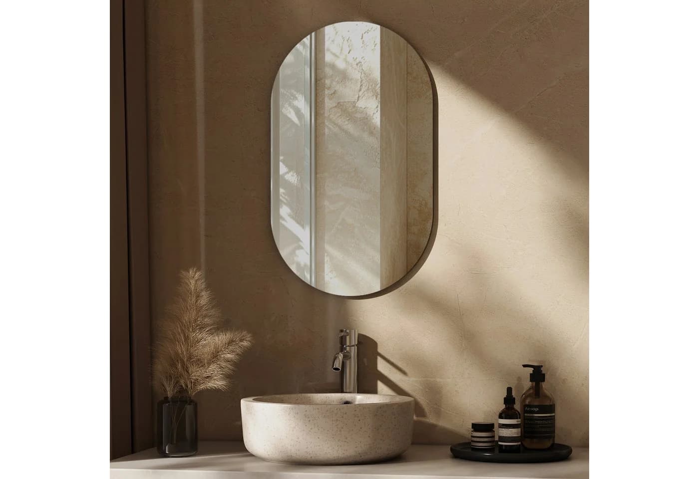 EMKE Ovaler Wandspiegel Ohne Rahmen 70x40cm HD Glas - Bild 2