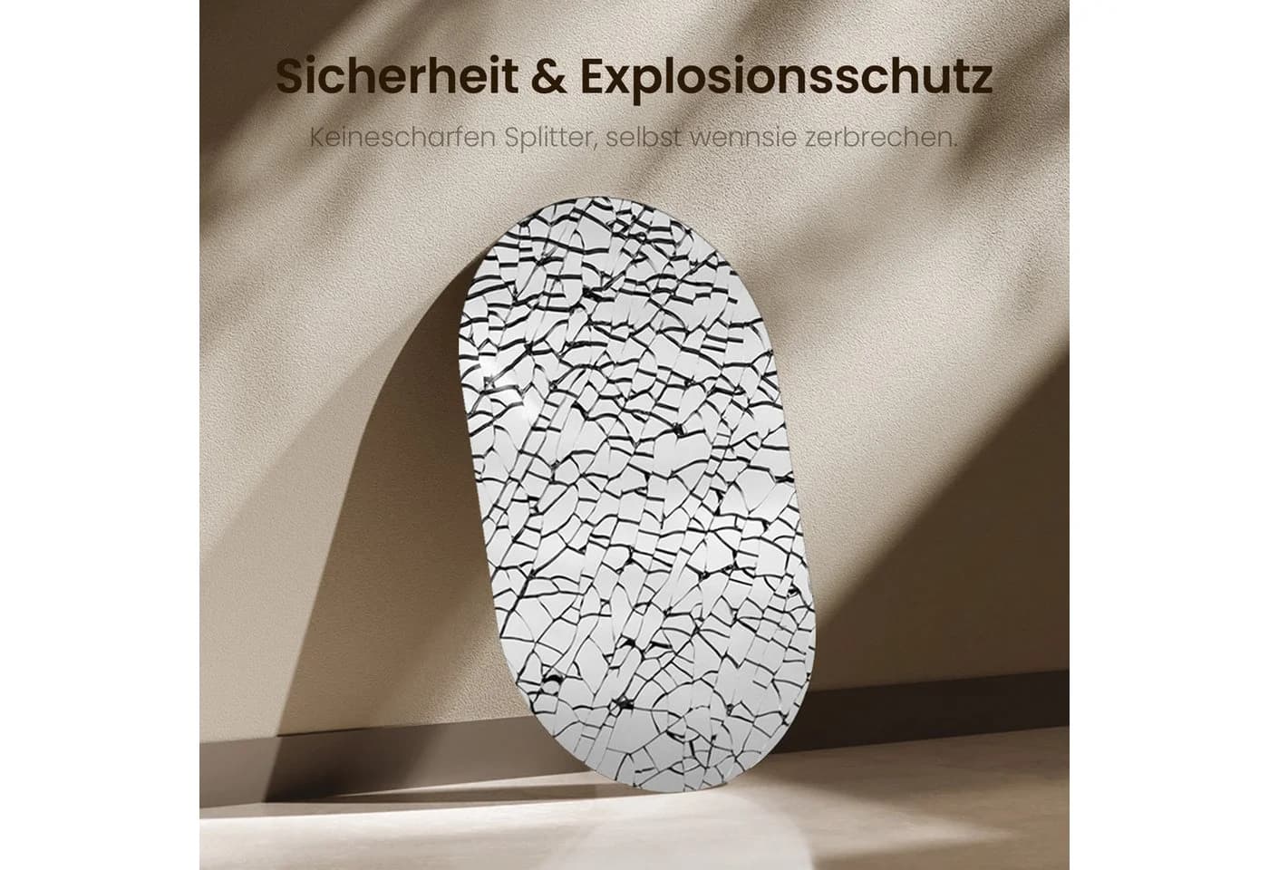 EMKE Ovaler Wandspiegel Ohne Rahmen 70x40cm HD Glas - Bild 3