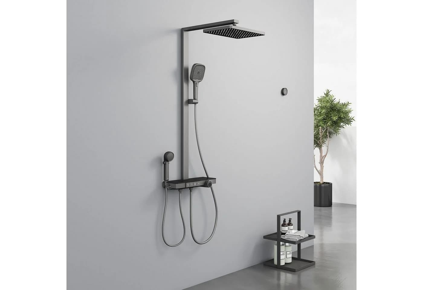 EMKE Duschsystem mit Thermostat und Bluetooth Anthrazit Matt - Bild 2
